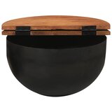  Stolić za kavu crni 50 x 27 cm od masivnog obnovljenog drva | shoptok.hr