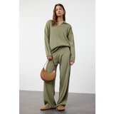 Trendyol khaki Polo Neck Knitwear Sweater Trousers Bottom-Top Set Cene