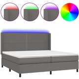  Box spring postelja z vzmetnico LED siva 200x200cm umetno usnje, (20900898) | Shoptok.si