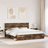  Okvir za krevet s uzglavljem Dimljeni hrast 200 x 200 cm | shoptok.hr