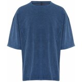 Trendyol Indigo Oversize/Wide-Fit Stitch Detail Faded Faded Effect 100% Cotton T-shirt cene