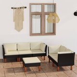 The Living Store Vrtna sedežna garnitura 6-delna z blazinami poli ratan črna - Vrtna Sedežna Garnitura, (21422467) Cene