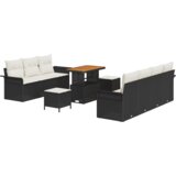  Set vrtnih sofa od 10 komada s jastučićima Crni poli ratan akacija | shoptok.hr
