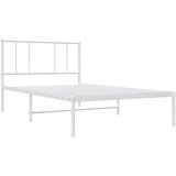  Metalni okvir za krevet s uzglavljem bijeli 107x203 cm | shoptok.hr
