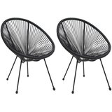 vidaXL Vrtni stol okrogel 2 kosa PVC ratan črne barve | Shoptok.si