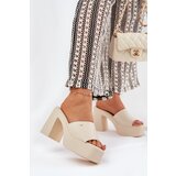 Boto Women's Eco Leather Heeled Platform Sandals Light Beige Tamirella | Shoptok.si