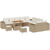 vidaXL 13-delna vrtna garnitura z blazinami Bež Poli ratan Acacia, 3-delni vrtni jedilni set z blazinami Bež Poli ratan Acacia Cene