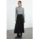 Trendyol Black Ruffle Detailed Cotton Woven Skirt