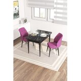 Hanah home trpezarijski set Arp, sto i 2 stolice, ploča u dekoru crnog mermera, ljubičasta tkanina Babyface | Eponuda.com