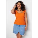 Trendyol Curve Plus Size Blouse - Orange - Fitted Cene