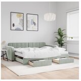 vidaXL Dnevni krevet na razvlačenje svjetlosivi 90 x 190 cm baršunasti | shoptok.hr