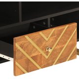 TV ormarić smeđe-crni 100 x 33,5 x 46 cm od masivnog drva manga | shoptok.hr