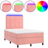  Box spring s madracem LED ružičasti 120x200cm baršunasti | shoptok.hr