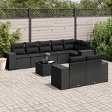 vidaXL 9-dijelni set vrtnih sofa s jastucima crni od poliratana | shoptok.hr