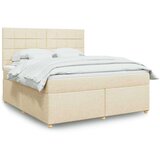 vidaXL Box spring postelja z vzmetnico krem 180x200 cm blago, (21309193) | Shoptok.si