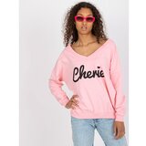 Fashion Hunters Light pink and black sweatshirt with an oversize print Cene