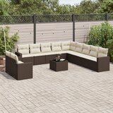 vidaXL 12-dijelni set vrtnih sofa od poliratana s jastucima smeđi Cijene