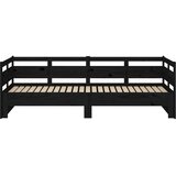  Dnevni ležaj na izvlačenje crni 2x (80x200) cm masivna borovina | Eponuda.com