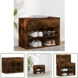 The Living Store Klop za čevlje dimljeni hrast 60x30x45 cm konstruiran les - Klop Za Čevlje, (21744409) Cene