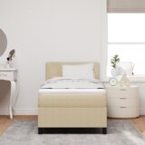 Box Spring Krevet s Madracem &amp LED Svjetlom Zeleno Sivo 100x200 cm Tkanina od Žoržeta | shoptok.hr