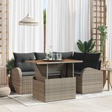 vidaXL Vrtni sofa set 5 dijelova Siva Poli rattan, čelik, tkanina Cijene