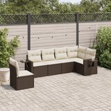 vidaXL 6-dijelni set vrtnih sofa od poliratana s jastucima smeđi Cijene