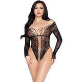 Leg Avenue Net and Lace Teddy 89370 Black Cene