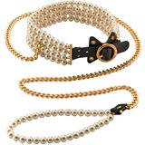 Allure biserni ovratnik z povodcem (črna) | Shoptok.si