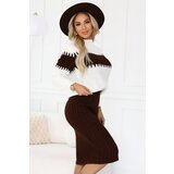 numoco basic 571-2 Two-piece sweater set with matching skirt - chocolate | Shoptok.si