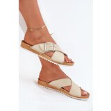 Inblu Women Leather Slippers With Buckle Beige | shoptok.hr