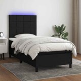 Krevet box spring s madracem LED crni 90x200 cm od tkanine | shoptok.hr