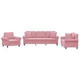  3-dijelni set sofa s jastucima ružičasti baršunasti | shoptok.hr