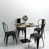  Kvadratni stol za bistro od MDF-a i čelika 80x80x75 cm boja hrasta | shoptok.hr