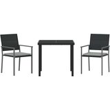  Vrtni set za objed 3 pcs Crna i svijetlo siva PE ratan | shoptok.hr