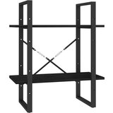 Furnova Knjižna omara 2-nadstropna črna 60x30x70 cm trdna borovina, (21932677) | Shoptok.si