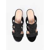 Shelvt Black braided heeled sandals | shoptok.hr
