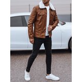 DStreet Kurtka męska skórzana z futerkiem brązowa | Shoptok.si