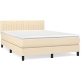  Krevet s oprugama i madracem krem 140x200 cm od tkanine | shoptok.hr