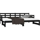 Izvlečna dnevna postelja črna trdna borovina 2x(90x190) cm, (20724982) | Shoptok.si