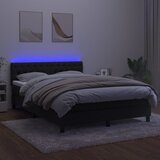 Krevet box spring s madracem LED crni 140x200 cm baršun | Eponuda.com