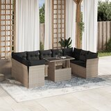  10-dijelni set vrtnih sofa poliratan s jastucima svijetlosivi | shoptok.hr