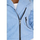 numoco basic 481-3 Suede biker jacket with long sleeves and zippers - light blue | shoptok.hr