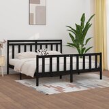 Maison Chic Posteljni okvir - Dvoposteljna postelja - Zakonska postelja črn iz trdne borovine 200x200 cm-J4895, (21763421) | Shoptok.si