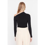 Trendyol Black Slim Snap Fastener Asymmetric Collar Stretchy Knitted Bodysuit | Eponuda.ba