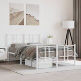  Metalni okvir kreveta uzglavlje i podnožje bijeli 120x200 cm | shoptok.hr
