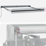 vidaXL Avtomatska retraktibilna tenda rdeče in bele črte 300x250 cm | Shoptok.si