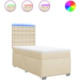 vidaXL Box spring postelja z vzmetnico krem 90x190 cm blago | Shoptok.si