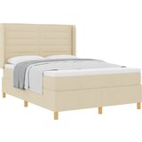 VidaXL Posteljni okvir z vzmetnico v krem barvi, 160x200 cm Tkanina, (22050668) Slike