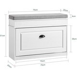 SoBuy lesena vhodna omara za čevlje s sedežno klopjo učinek staranega lesa bela 75x24x51cm, (5000009236) | Shoptok.si