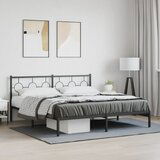  The Living Store Kovinski posteljni okvir z vzglavjem črn 180x200 cm - Posteljni Okvir, (21525191) | Shoptok.si